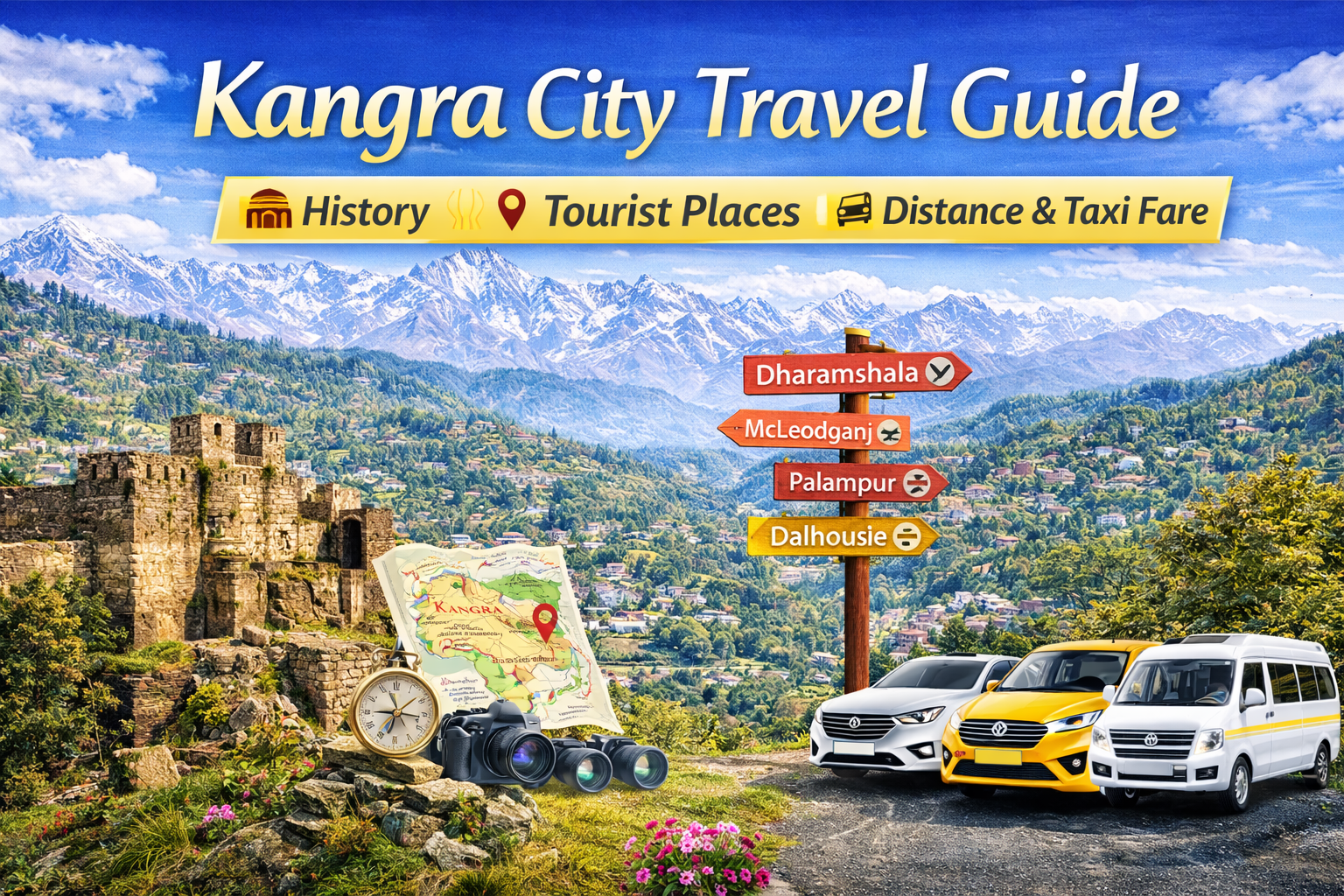 Kangra City in Himachal - Tourist Places - Distance Guide - Taxi Fare Guide - Maa Pitrambara Taxi Service